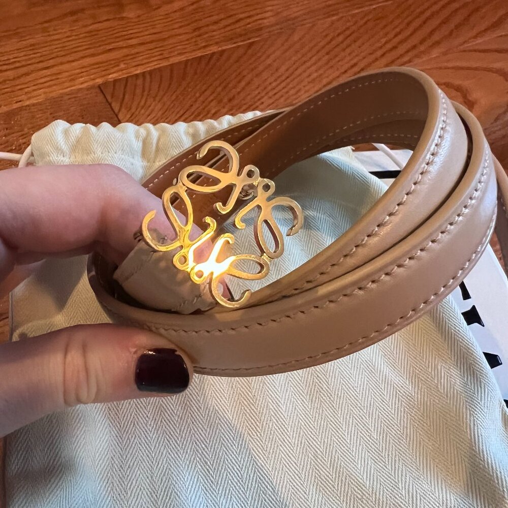 LOEWE Anagram Goya biege leather waist belt, size 95